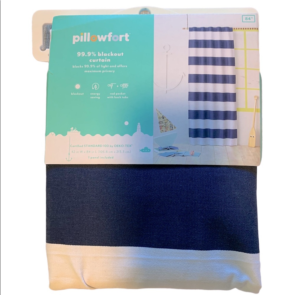 NWT Blackout Curtains Kids from Target 84” Navy and White Stripes.